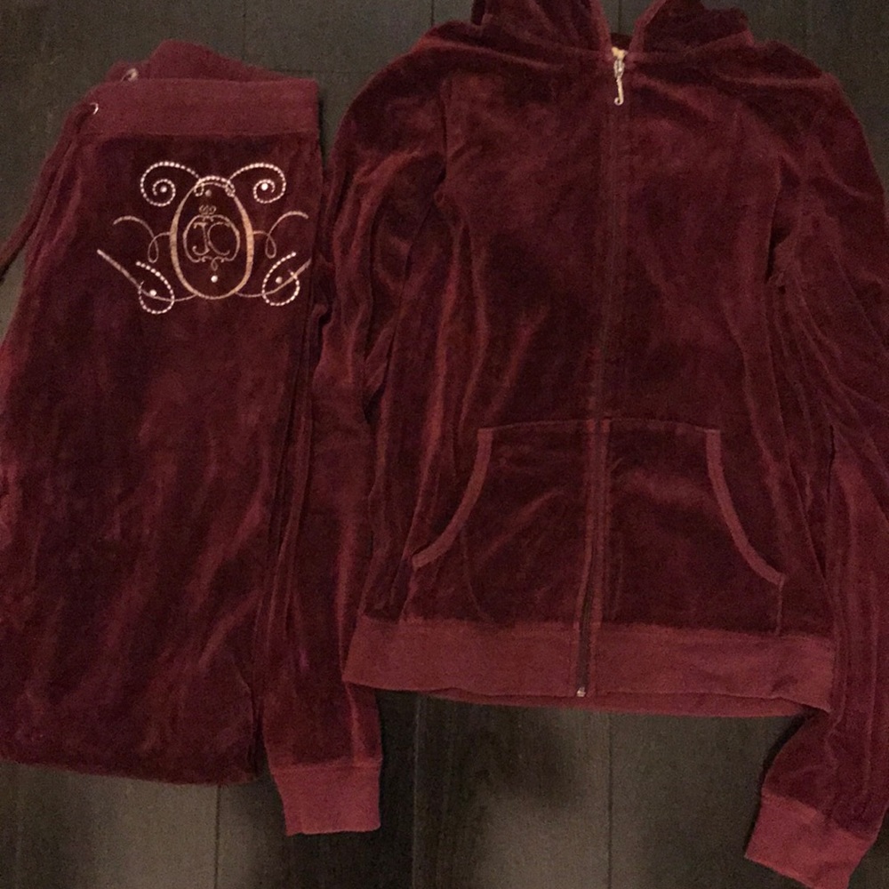 Burgundy Velour Tracksuit